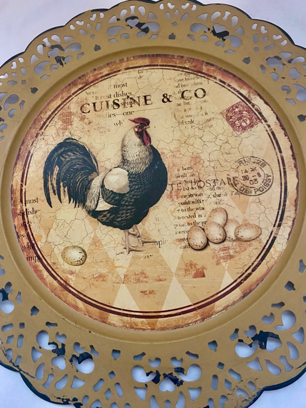 Rooster Decorative Wall Plate in Mustard Yellow